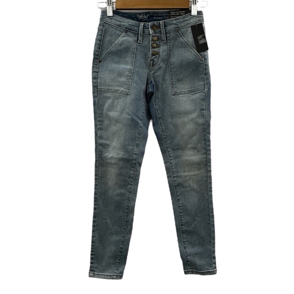 Mossimo‎ Mid Rise Light Wash Skinny Button Front Jeans Size 00 s